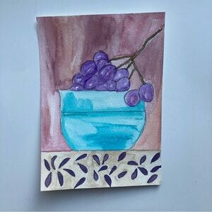 Watercolor Grapes Small Original Painting